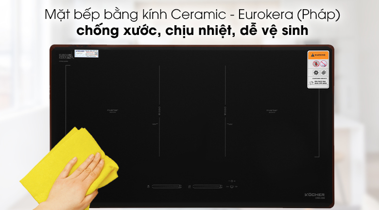 Bếp từ đôi Kocher DIB4-888 - Chất liệu mặt bếp từ bằng kính Ceramic - Eurokera