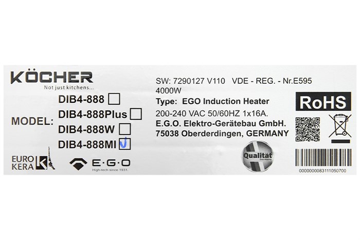 Bếp từ đôi lắp âm Kocher DIB4-888MI Màu Xám