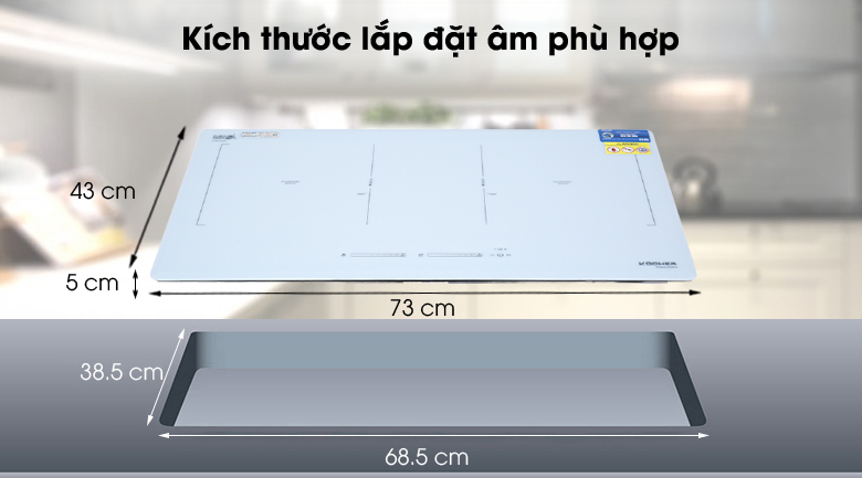Bếp từ đôi lắp âm Kocher DIB4-888W