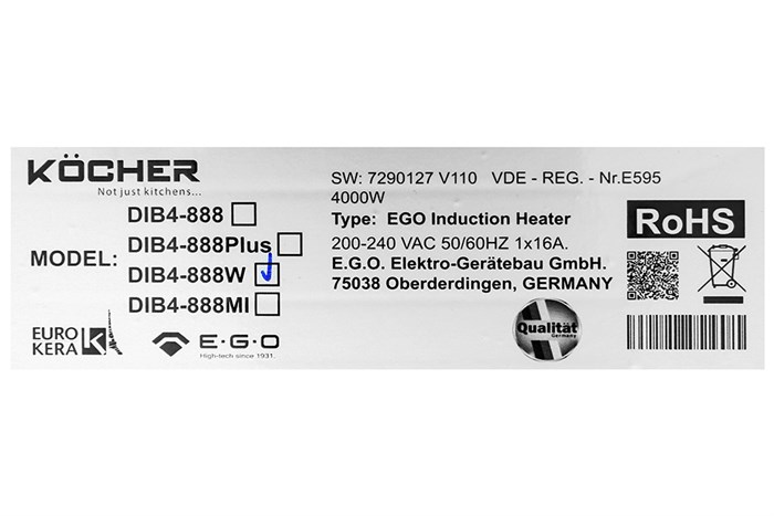 Bếp từ đôi lắp âm Kocher DIB4-888W Màu Trắng