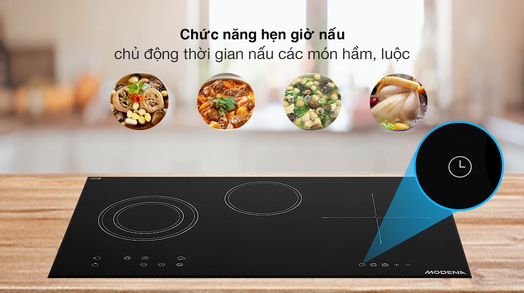 Bếp từ hồng ngoại 3 vùng nấu lắp âm Modena BK 1731