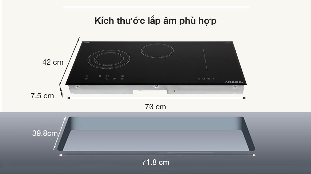 Bếp từ hồng ngoại 3 vùng nấu lắp âm Modena BK 1731