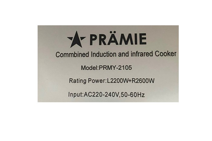 Bếp từ hồng ngoại âm Pramie 2105 5200W Màu Đen