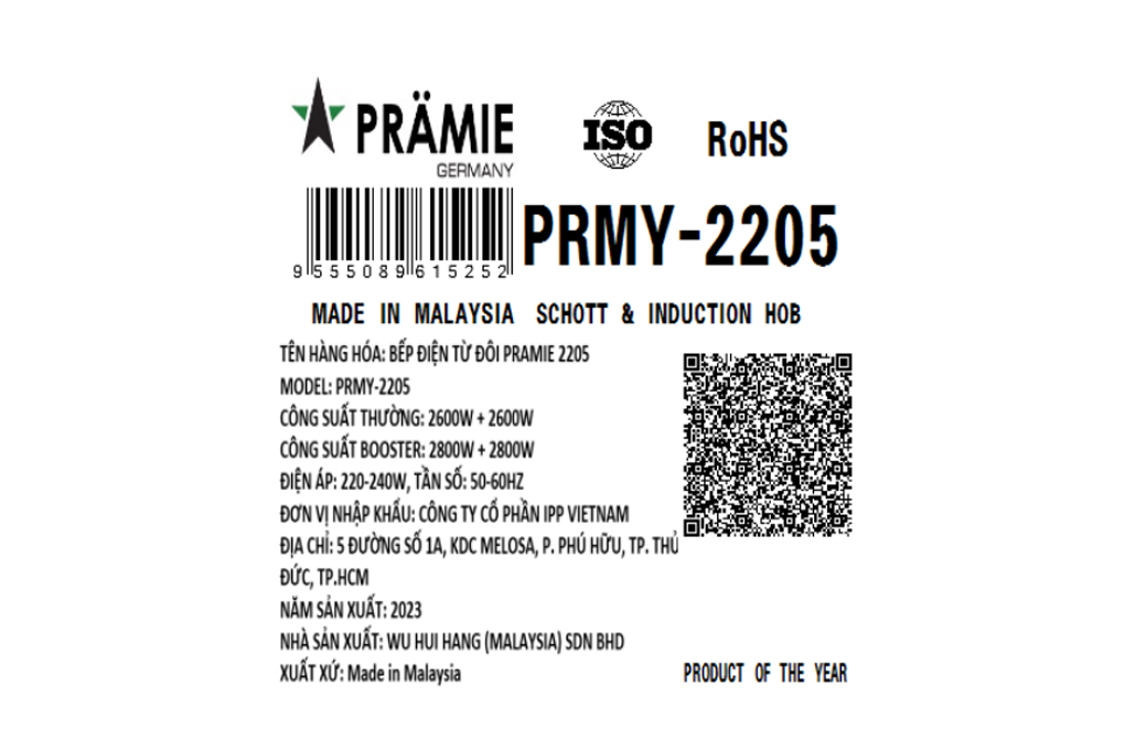 Bếp từ đôi âm Pramie 2205 5200W - 9