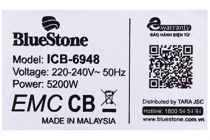 Bếp từ đôi âm BlueStone ICB-6948 5200W Màu Đen