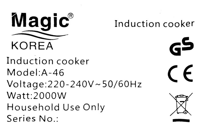 Bếp từ Magic A-46 Màu Đen