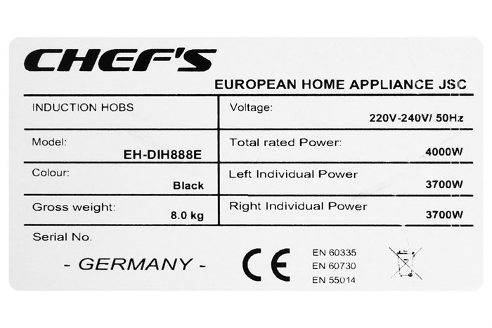 Bếp từ đôi lắp âm Chef's EH - DIH888E Màu Bạc Inox