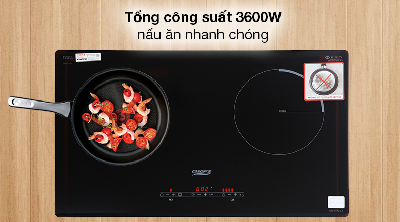 Bếp từ hồng ngoại Chef's EH - MIX333 - Bếp từ hồng ngoại nấu nhanh với tổng công suất lên đến 3600W