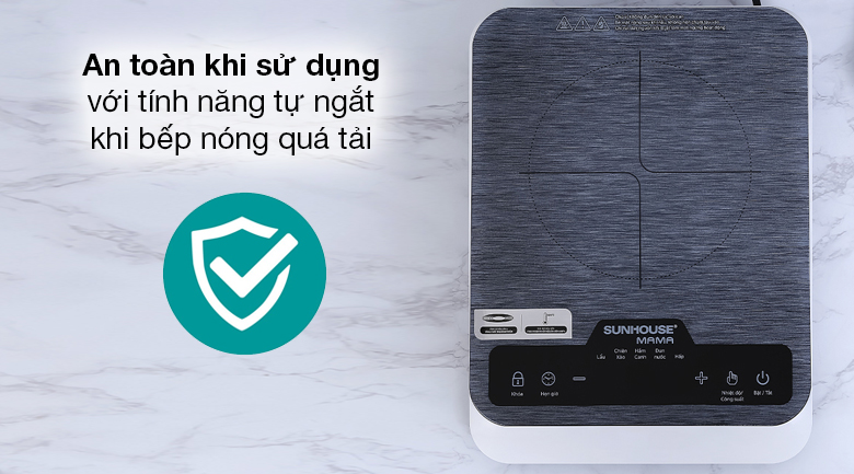 Bếp từ Sunhouse Mama SHD6858 - Sử dụng an toàn và kéo dài tuổi thọ bếp với tính năng tự ngắt khi bếp nóng quá tải