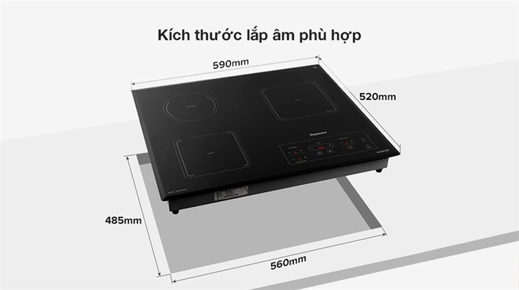 Bếp từ hồng ngoại 3 vùng nấu lắp âm Nagakawa NAG1253M
