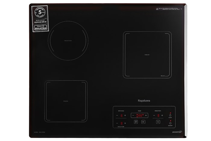 Bếp từ hồng ngoại 3 vùng nấu lắp âm Nagakawa NAG1253M Màu Đen