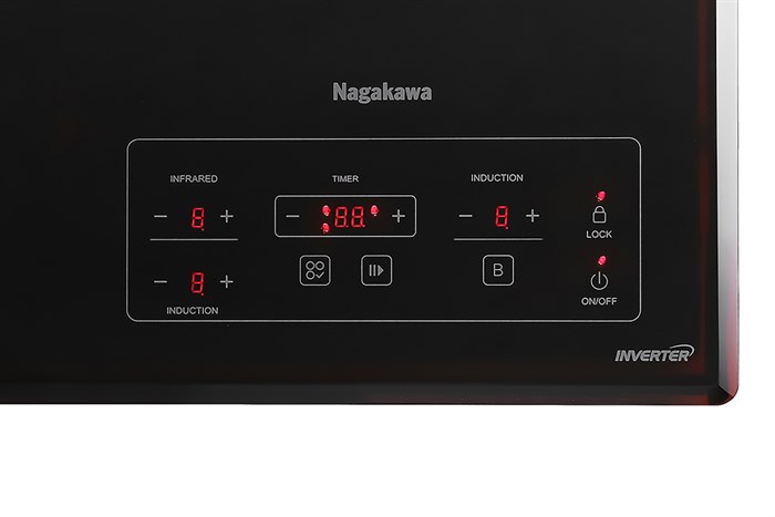 Bếp từ hồng ngoại 3 vùng nấu lắp âm Nagakawa NAG1253M Màu Đen
