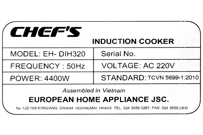 Bếp từ đôi lắp âm Chef's EH-DIH320 Màu Đen
