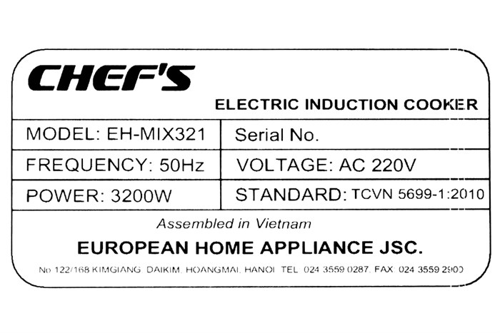 Bếp từ hồng ngoại lắp âm Chef's EH-MIX321 Màu Đen