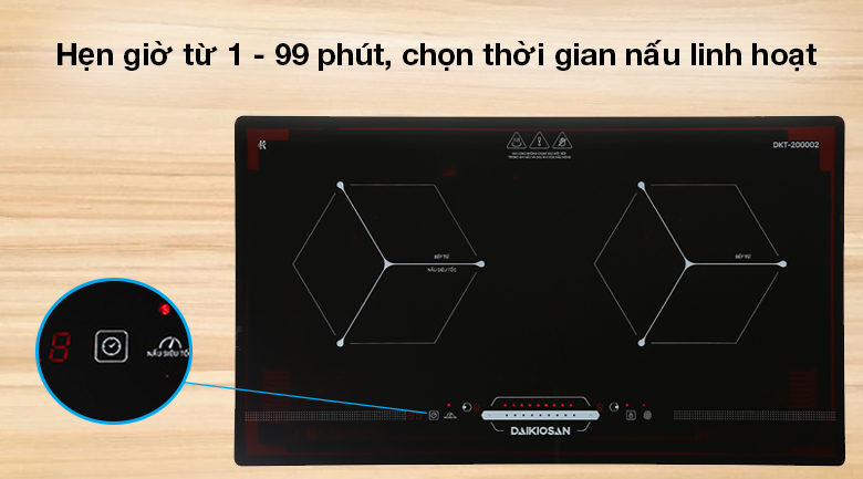 Bếp từ đôi lắp âm Daikiosan DKT-200002 - Hẹn giờ từ 1 - 99 phút