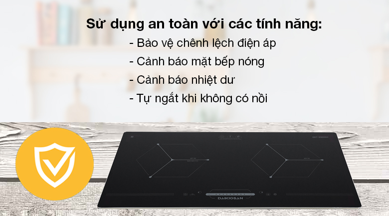 Bếp từ đôi lắp âm Daikiosan DKT-200002 - Bếp từ Daikiosan sở hữu nhiều ttính năng an toàn