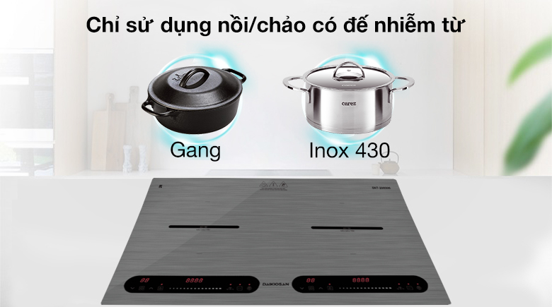 Bếp từ đôi Daikiosan DKT-200006 - Nồi có đế nhiễm từ