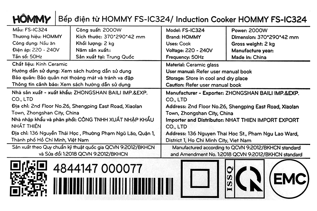 Bếp từ Hommy FS-IC324