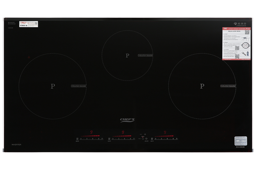 Bếp từ 3 vùng nấu lắp âm Chef's EH - IH536 Màu Đen