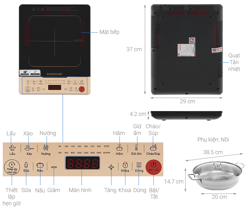 Bếp từ đơn Sunhouse SHD6867 2000W