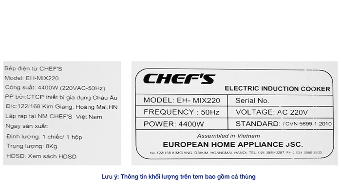 Bếp từ hồng ngoại lắp âm Chef's EH-MIX220 Màu Đen