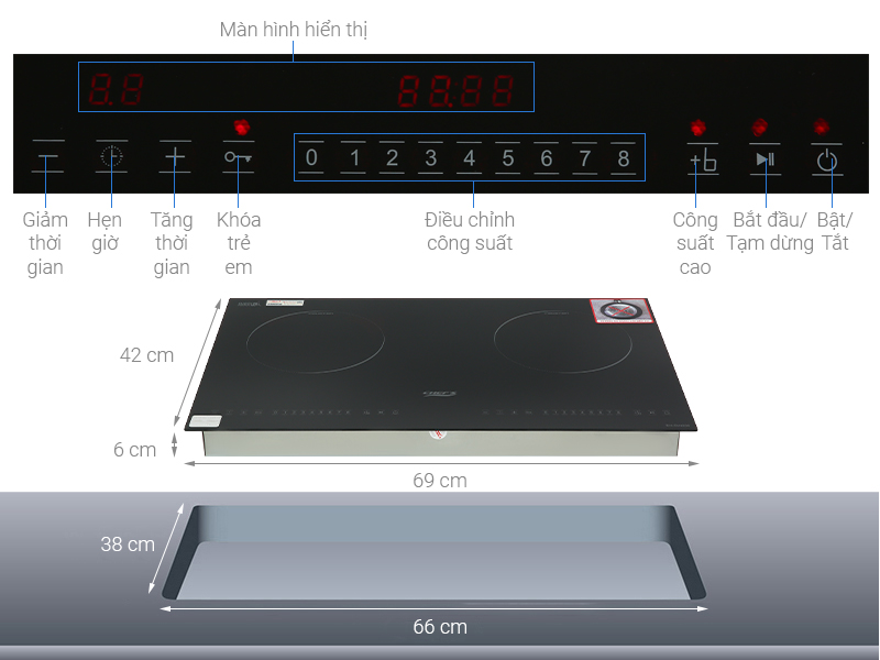 Bếp từ đôi lắp âm Chef's EH-DIH206