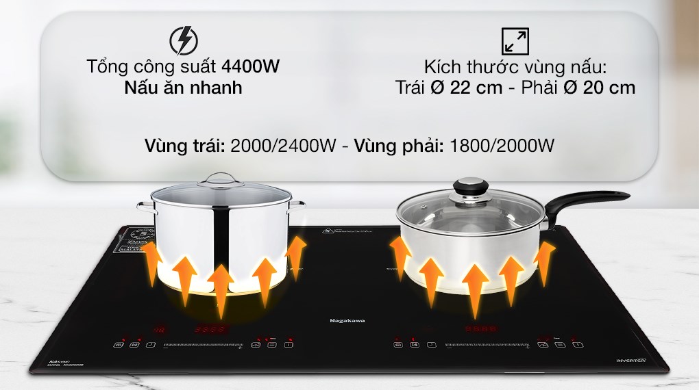 Bếp điện từ đôi lắp âm Nagakawa NK2C05MB