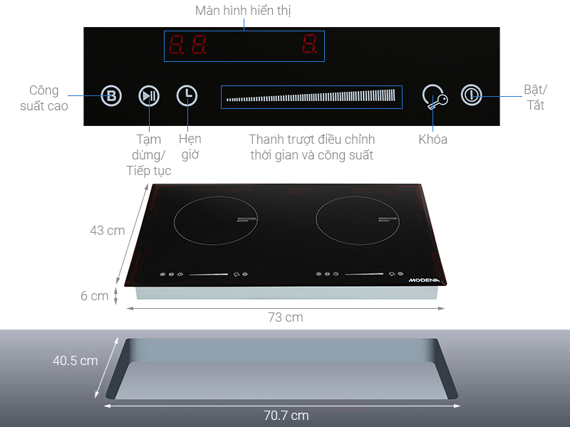 Bếp từ đôi Modena BI 0721 C