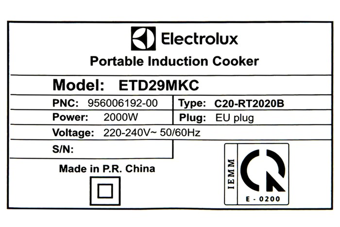 Bếp từ đơn Electrolux ETD29MKC 2000W Màu Đen