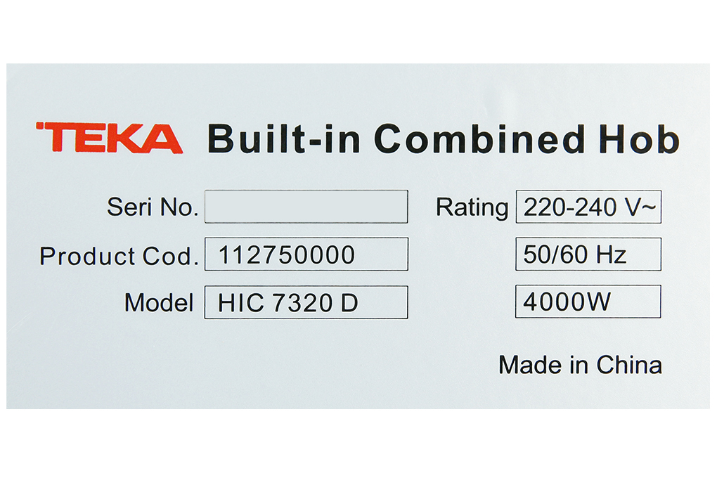 Bếp từ hồng ngoại âm Teka HIC 7320 D 4000W Màu Đen