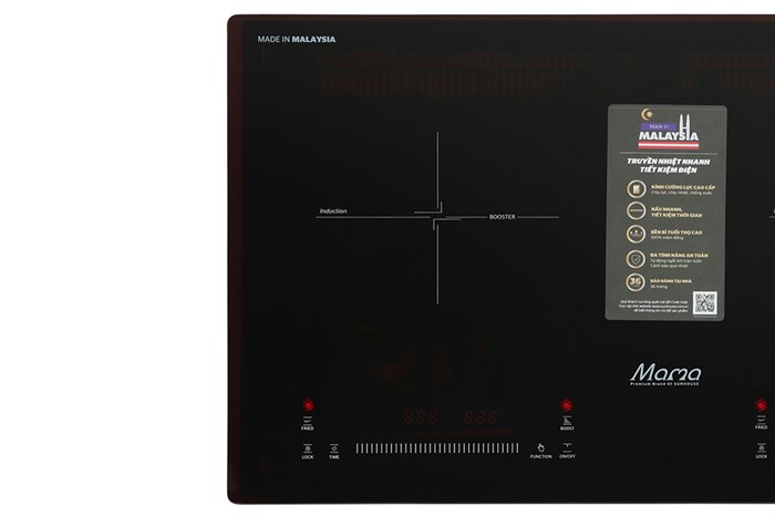 Bếp từ đôi lắp âm Sunhouse Mama MMB9301 Màu Đen