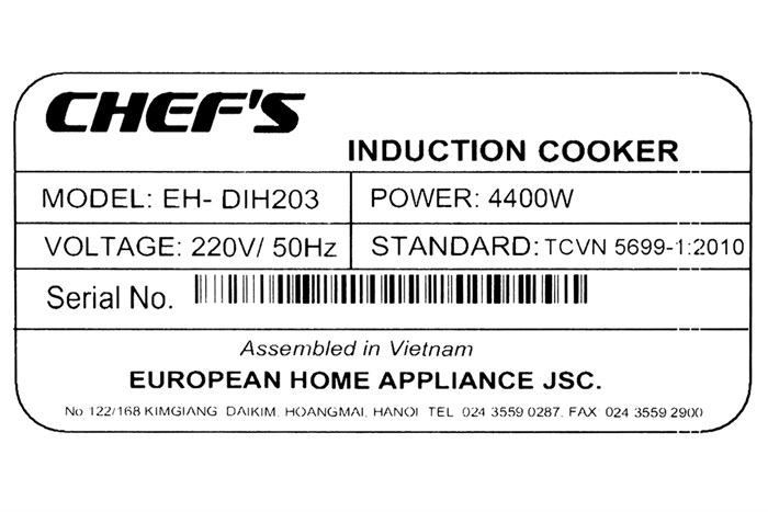 Bếp từ đôi âm Chef's EH - DIH203 4400W Màu Đen