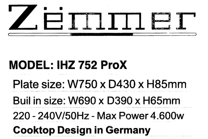 Bếp từ đôi lắp âm Zemmer IHZ752PROX Màu Đen