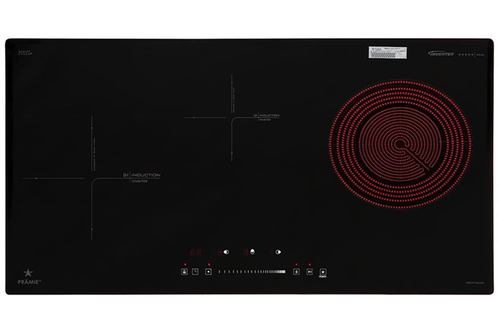 Bếp từ hồng ngoại 3 vùng nấu âm Pramie PRTH-3201 5000W Màu Đen