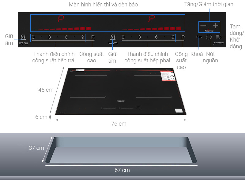 Bếp từ đôi lắp âm Chef's EH - DIH836