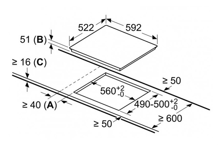 Bếp từ 3 vùng nấu lắp âm Bosch HMH.PUC631BB5E Màu Đen