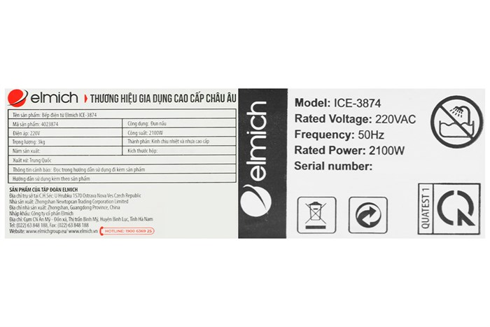 Bếp từ Elmich ICE-3874 Màu Đen