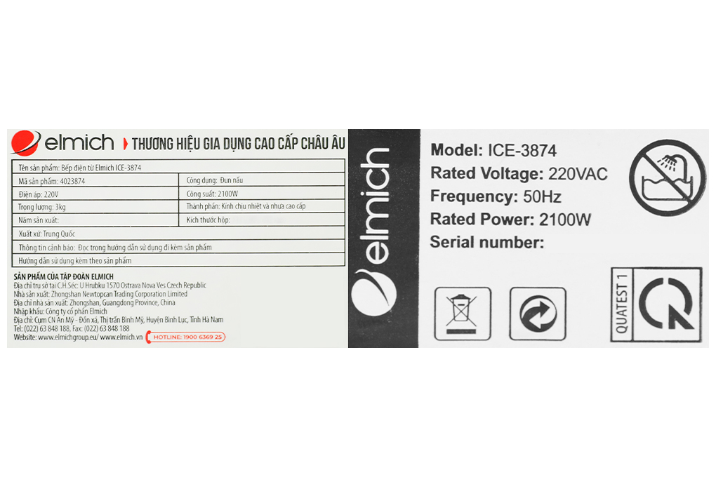 Bếp từ Elmich ICE-3874 Màu Đen