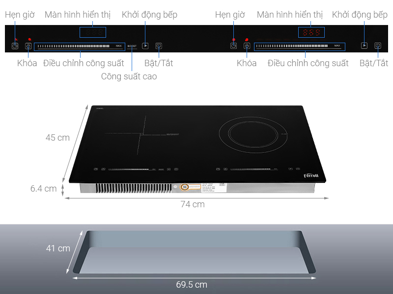 Bếp từ hồng ngoại âm Ferroli IC4200DD 4200W