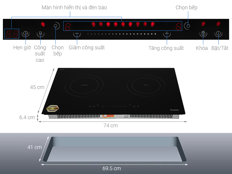 Bếp từ đôi lắp âm Rapido RI4000DS