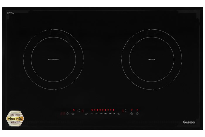 Bếp từ đôi lắp âm Rapido RI4000DS Màu Đen