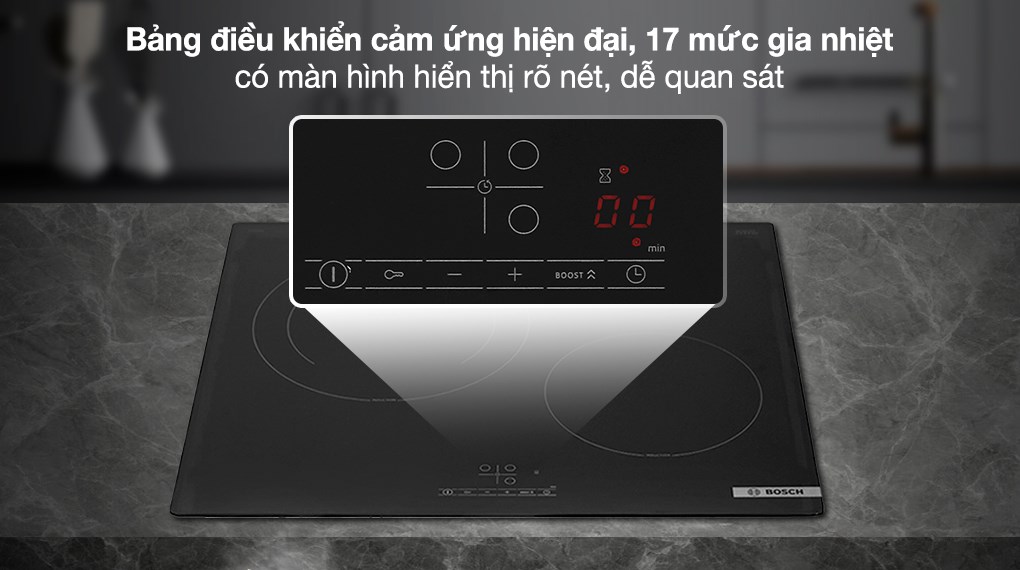 Bếp từ 3 vùng nấu lắp âm Bosch PUJ61RBB5E