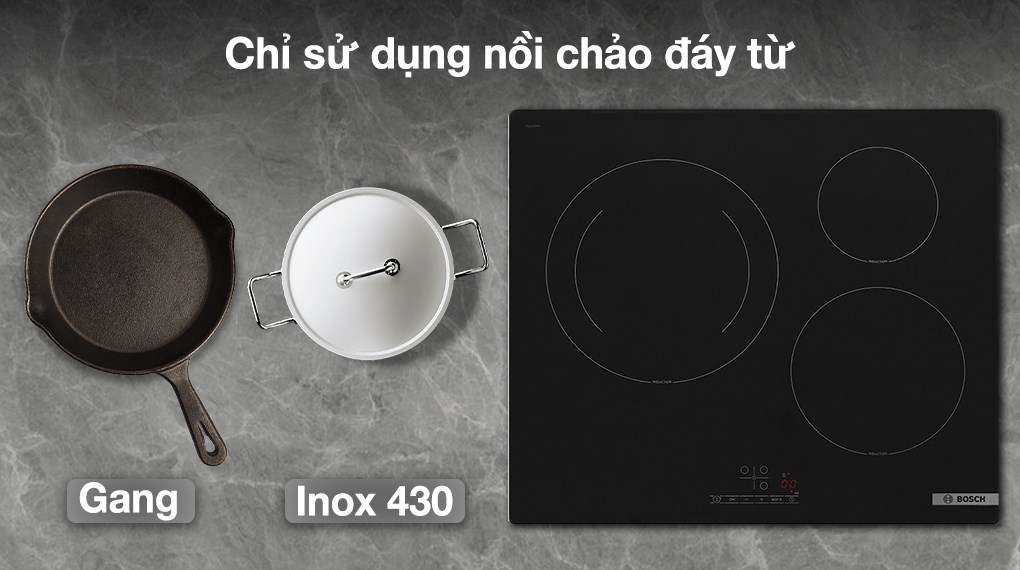 Bếp từ 3 vùng nấu lắp âm Bosch PUJ61RBB5E