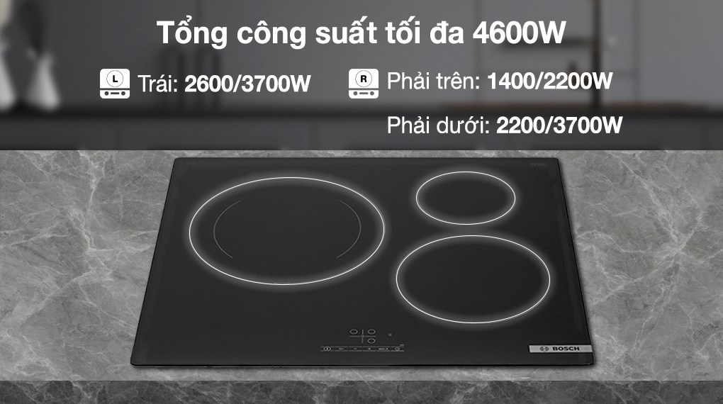 Bếp từ 3 vùng nấu lắp âm Bosch PUJ61RBB5E