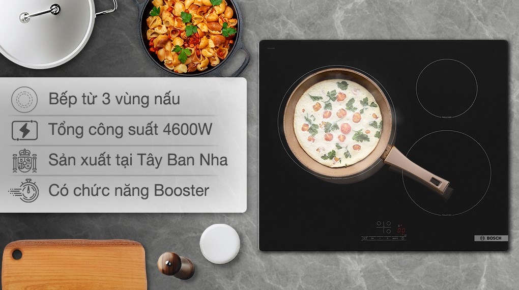 Bếp từ 3 vùng nấu lắp âm Bosch PUJ61RBB5E