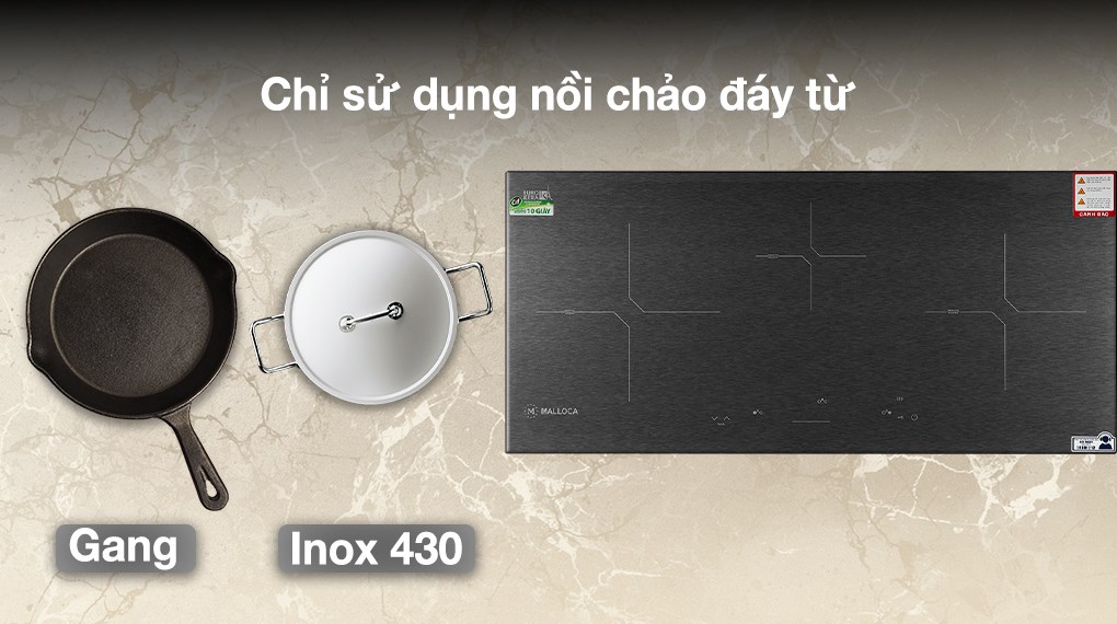 Bếp từ 3 vùng nấu lắp âm Malloca MH-03IS