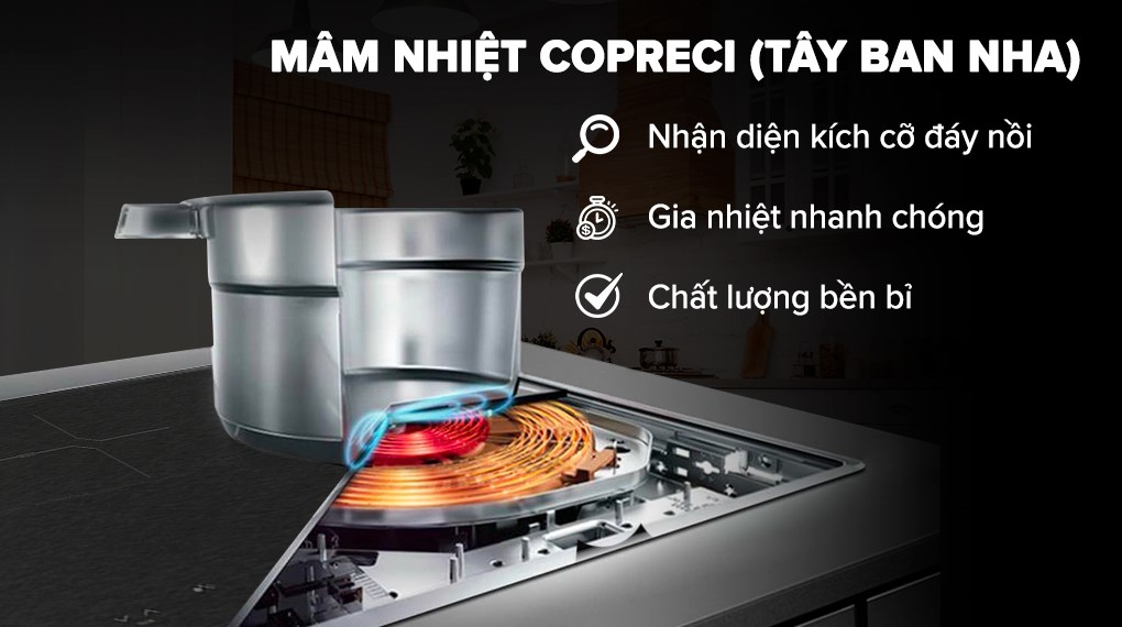 Bếp từ 3 vùng nấu lắp âm Malloca MH-03IS