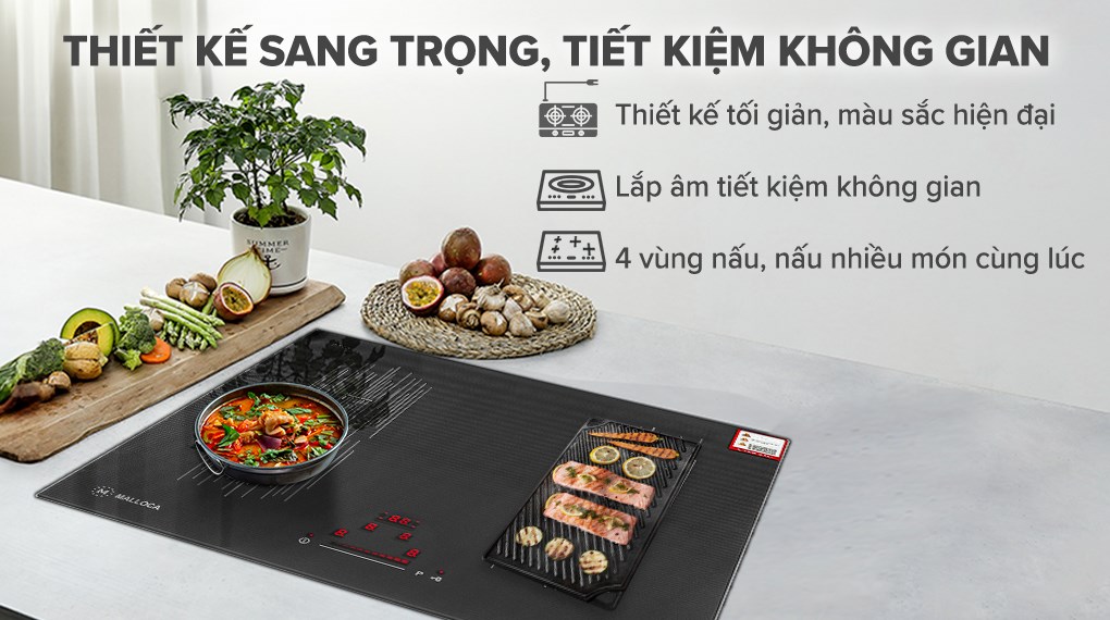 Bếp từ 4 vùng nấu lắp âm Malloca MI 594 LINEAR