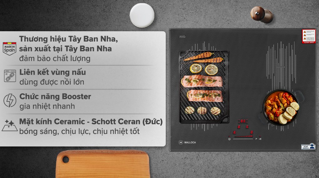 Bếp từ 4 vùng nấu lắp âm Malloca MI 594 LINEAR