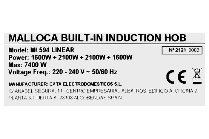 Bếp từ 4 vùng nấu lắp âm Malloca MI 594 LINEAR Màu Xám